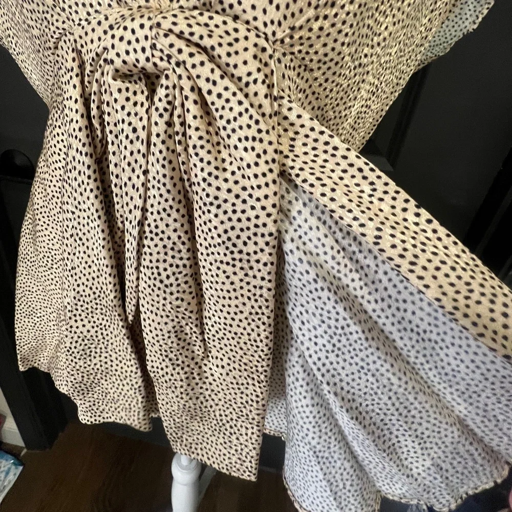 Sachin + Babi Short Sleeve Graham Women's Top, Cream Polka Dot Jacquard, Sz M - Picture 5 of 14